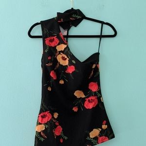 Via Via Collared One Shoulder Floral Top medium